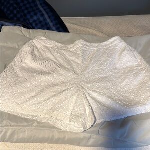 Vera Wang High Waist White Eyelet Shorts